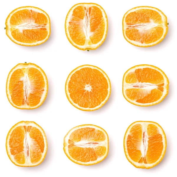 Seamless Pattern Orange Fruit Halves Orange Fruit Isolated White Background — Stock Photo, Image