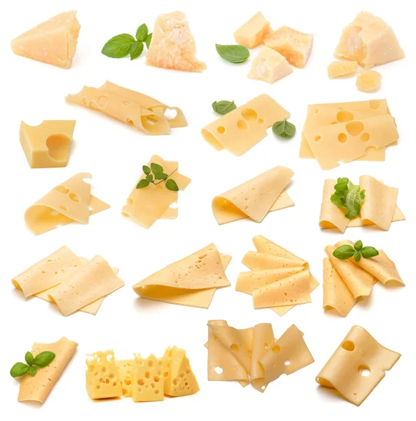 Cheese collection isolated on white background. Set of different — Stock Photo, Image