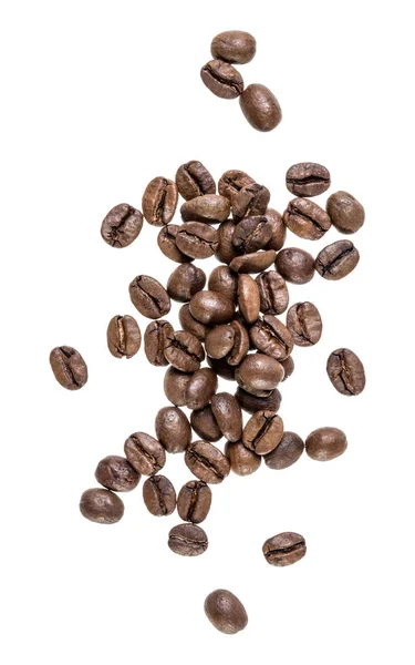 Coffee beans isolated on white background. Top view. Flat lay. C — Stock Photo, Image