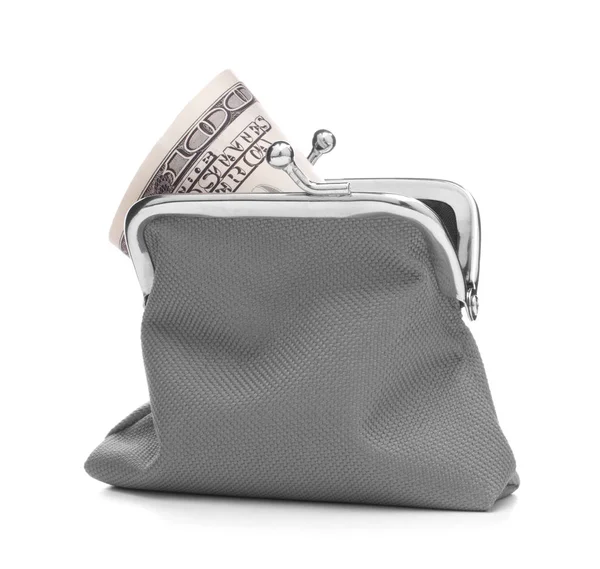 Grey cash wallet isolated on white background. Charge purse with — Stock Photo, Image