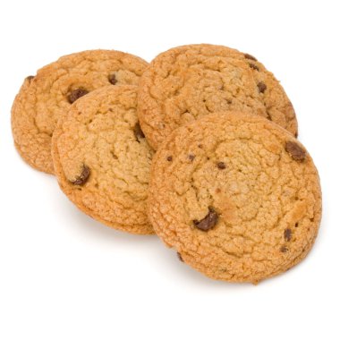 Beyaz arka plan üzerinde izole çikolatalı kurabiye. Tatlı biscu