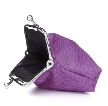 beyaz arka plan üzerinde izole lilac nakit cüzdan. Şarj çantası. Op