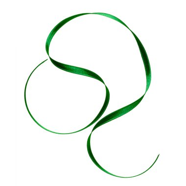 Beyaz arka plan üzerinde izole yeşil renkte parlak saten şerit .