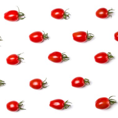 Sarı arka planda izole kiraz domates Gıda desen. Fla