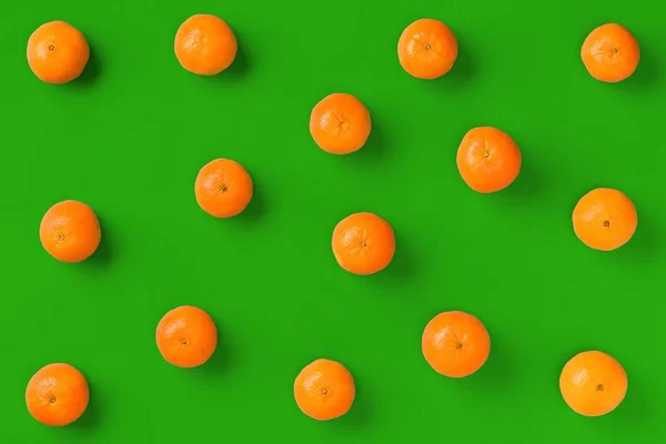 Patrón de fruta de mandarina o mandarina de naranja fresca en bac verde — Foto de Stock