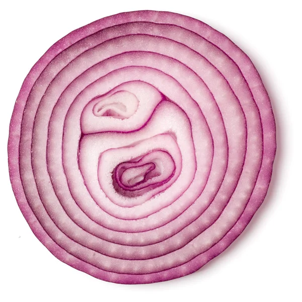 Slice of red Onion isolated on white background. Top view, flat — Stock Photo, Image
