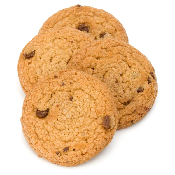 Galletas de chispas de chocolate aisladas sobre fondo blanco. Vizcaya dulce — Foto de Stock