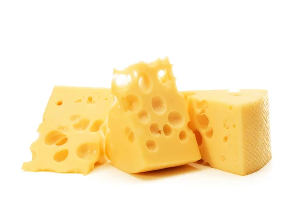 Bloque de queso aislado sobre fondo blanco recorte — Foto de Stock