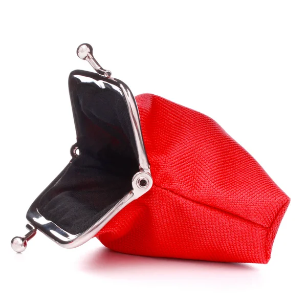 Red cash wallet isolated on white background. Charge purse. Open — Stock Photo, Image