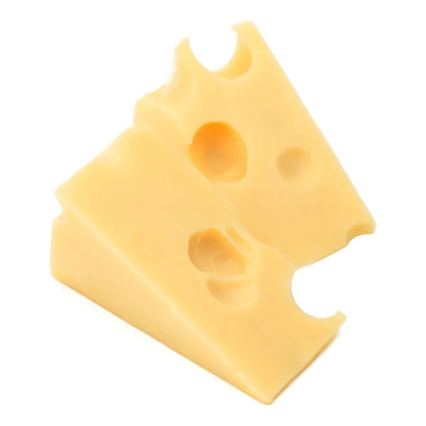 Κύβους τυριού. Τετράγωνο τυρί απομονωμένο σε λευκό φόντο cutou — Φωτογραφία Αρχείου