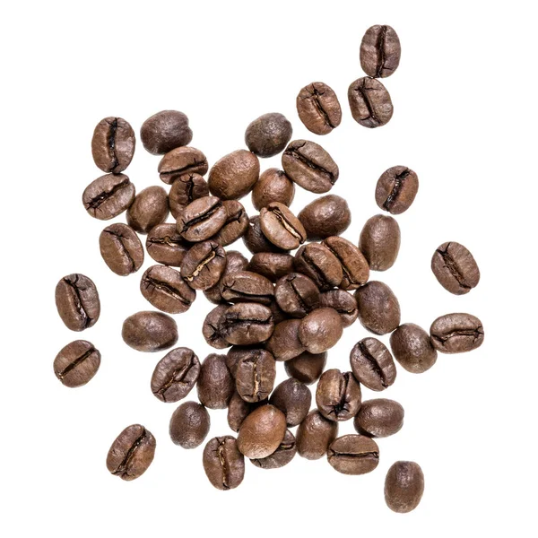 Coffee beans isolated on white background. Top view. Flat lay. C — Stock Photo, Image