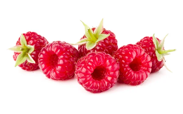 Ripe raspberries isolated on white background close up — Stock Photo, Image