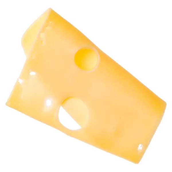 One cheese slice isolated on white background. Top view. Flat la — Stock Photo, Image