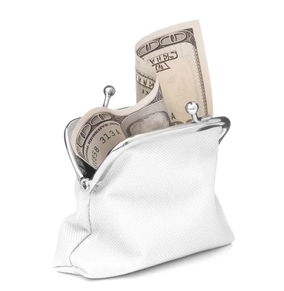 White cash wallet isolated on white background. Charge purse wit — Stock Photo, Image