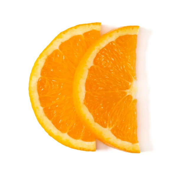 Orange fruit slice layout isolated on white background closeup. — Stock Photo, Image