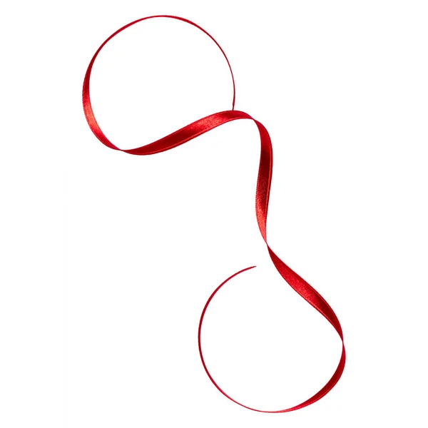 Λαμπερό σατέν κορδέλα σε κόκκινο χρώμα που απομονώνονται σε λευκό φόντο clo — Φωτογραφία Αρχείου