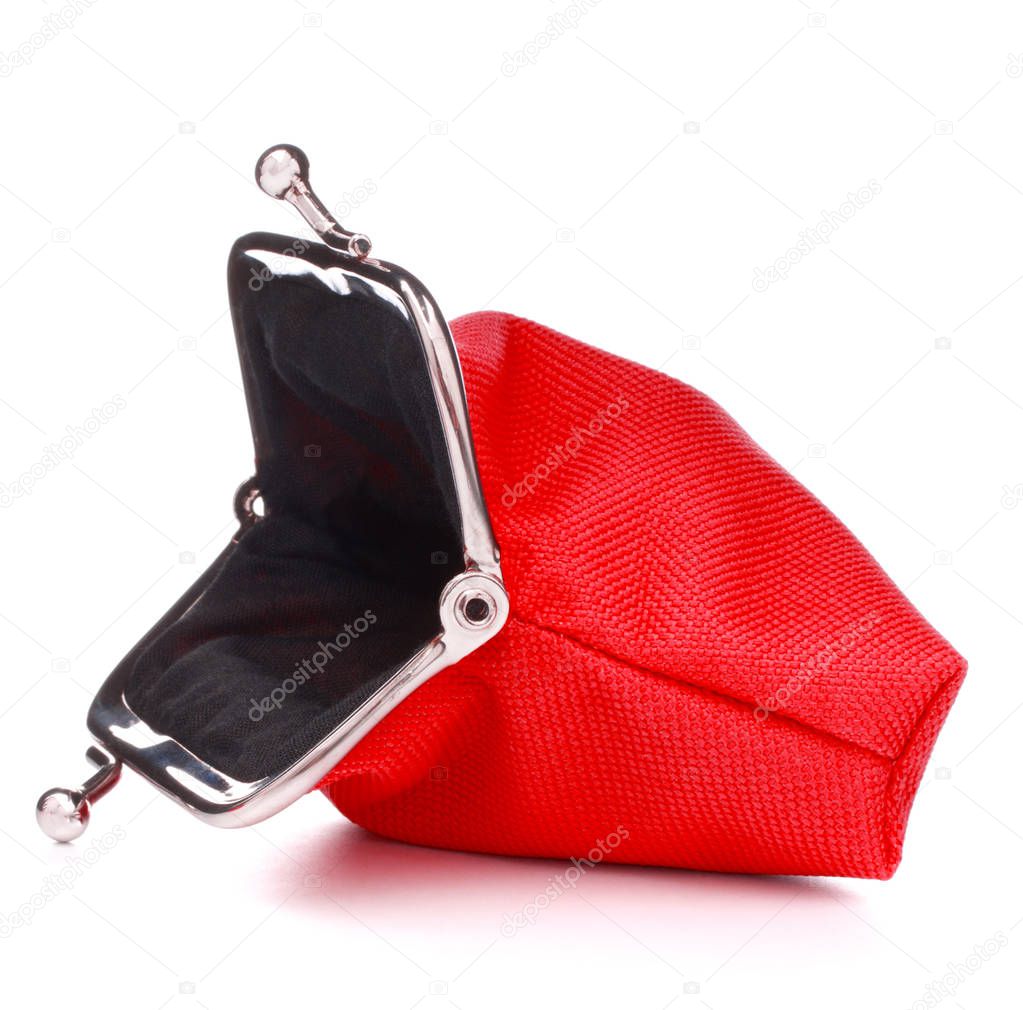 red cash wallet isolated on white background. Charge purse. Open