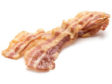 Beyaz arka plan üzerinde izole jambon pişmiş gevrek dilimleri