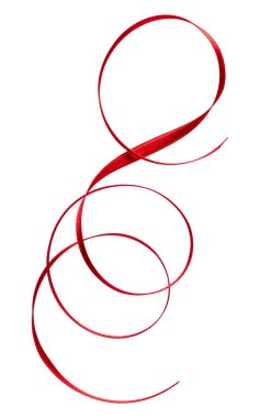 Beyaz arka plan clo üzerinde izole kırmızı renkte parlak saten şerit