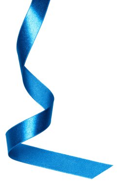 Beyaz arka plan cl izole mavi renkte parlak saten şerit