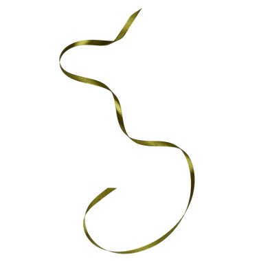 Beyaz arka plan c izole yeşil renkte parlak saten şerit