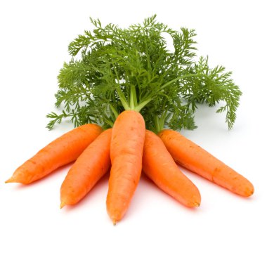 Carrot vegetable with leaves isolated on white background cutout clipart