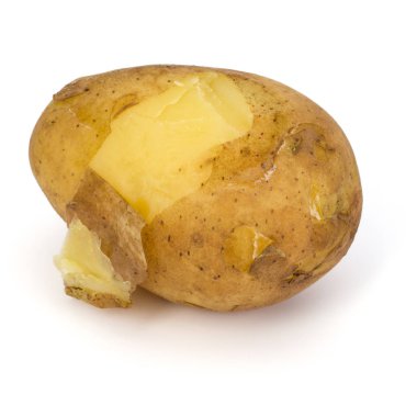 bir beyaz arka plan kesme izole soyulmuş patates haşlanmış 