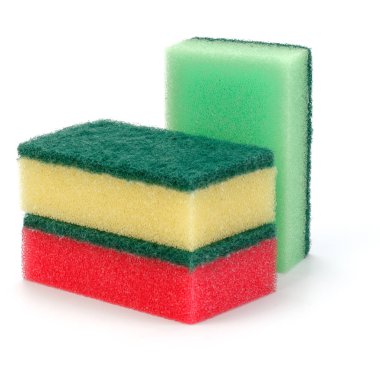 Beyaz arka plan kesme izole yığılmış süngerler 