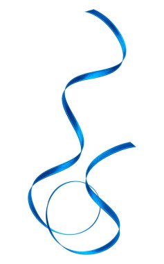 Beyaz arka plan cl izole mavi renkte parlak saten şerit