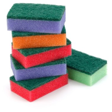 Beyaz arka plan kesme izole yığılmış süngerler 