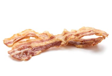 Beyaz arka plan üzerinde izole jambon pişmiş gevrek dilimleri