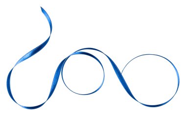 Beyaz arka plan cl izole mavi renkte parlak saten şerit