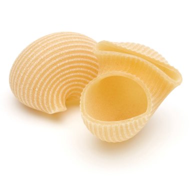 Beyaz arka plan üzerinde izole İtalyan lumaconi. Lumache, snailshe