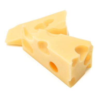 Peynir küpleri. Peynir blok beyaz arka plan cutou izole