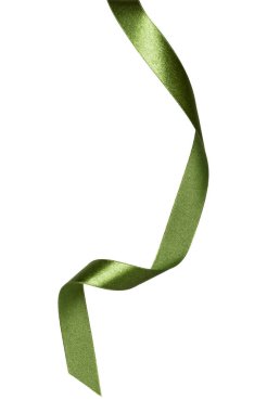 Shiny satin ribbon in green color isolated on white background c clipart