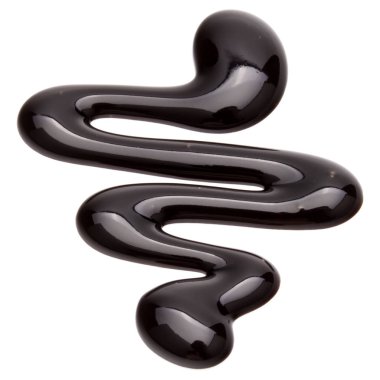 Beyaz arkaplanda izole edilmiş çikolata şurubu damlası