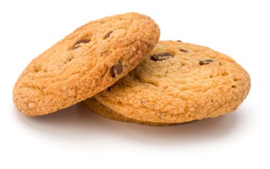 Beyaz arka plan üzerinde izole çikolatalı kurabiye. Tatlı biscu