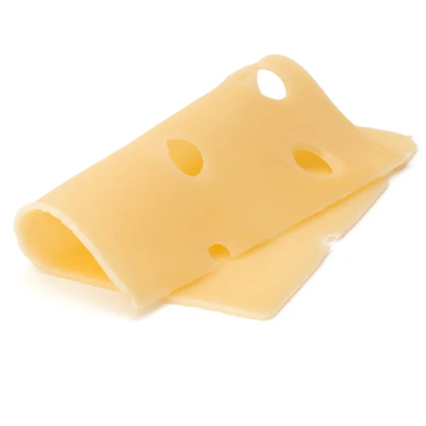 Uma fatia de queijo isolada sobre fundo branco — Fotografia de Stock
