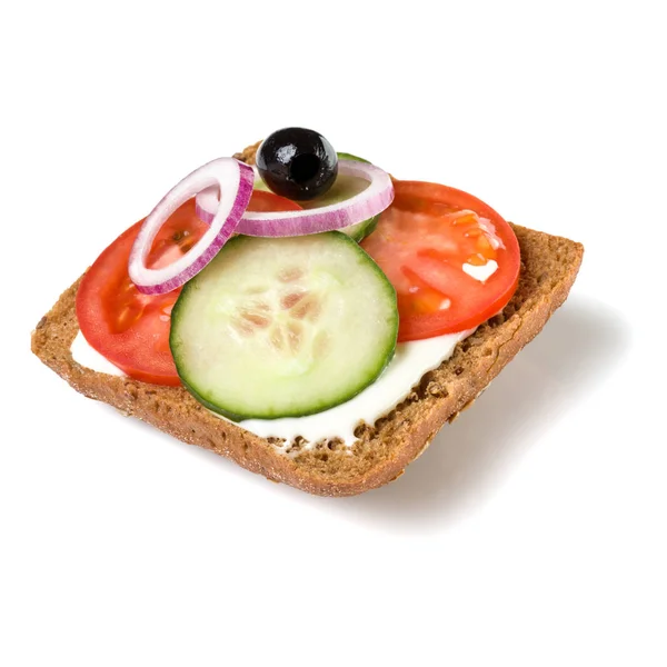 Otevřený čechový Sandwich crostini izolovaný na bílém pozadí closeu — Stock fotografie