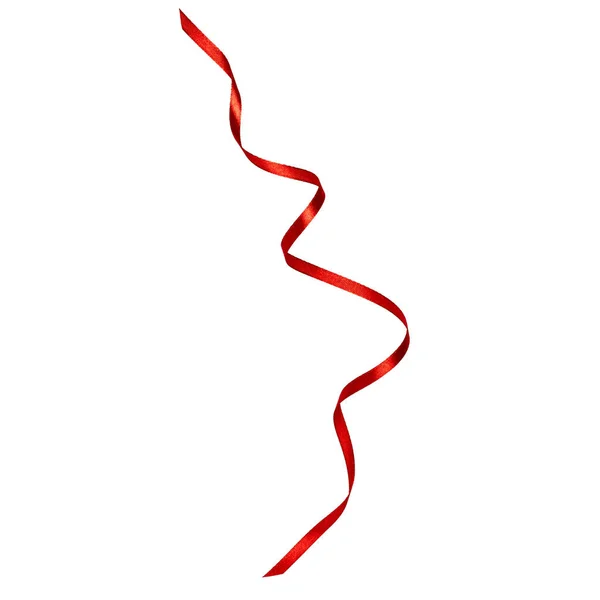 Λαμπερό σατέν κορδέλα σε κόκκινο χρώμα που απομονώνονται σε λευκό φόντο clo — Φωτογραφία Αρχείου
