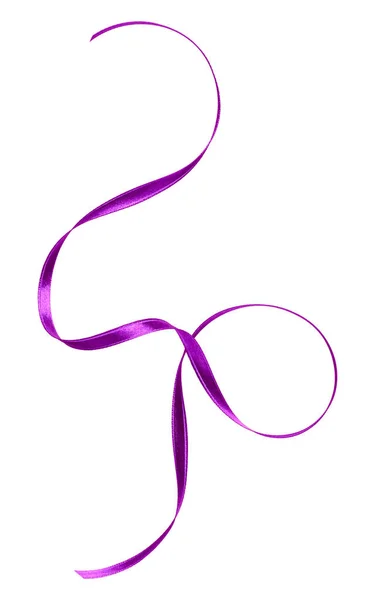 Glanzend satijn lint in lavendel kleur geïsoleerd op een witte pagina — Stockfoto