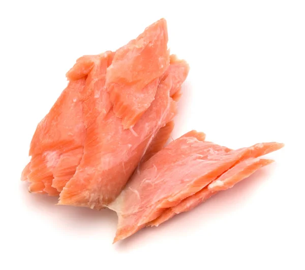 Segmenti di salmone affumicato isolati su fondo bianco ritaglio. Preparazione — Foto Stock