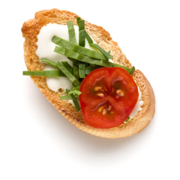 Canape sandwich ouverte ou crostini isolé sur fond blanc — Photo