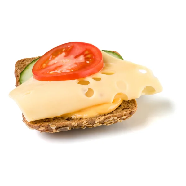 Açık yüzlü sandviç crostini beyaz arka plan closeu izole — Stok fotoğraf