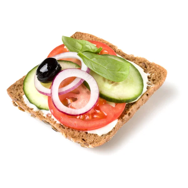 Open faced sandwich crostini isolated on white background closeu — Stock Photo, Image