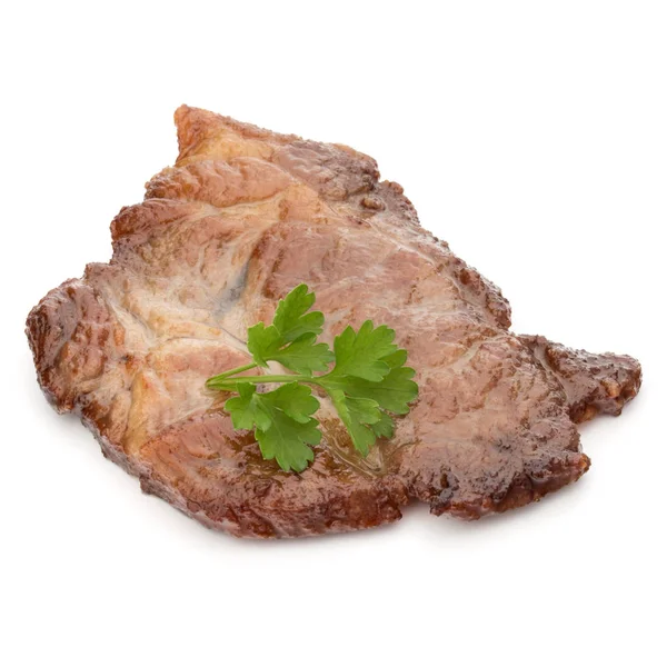 Carne de cerdo frita cocida con hojas de perejil adornan aislado —  Fotos de Stock