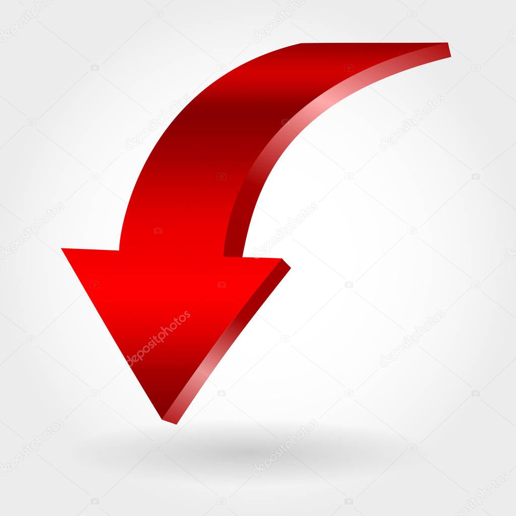 Red arrow and neutral white background