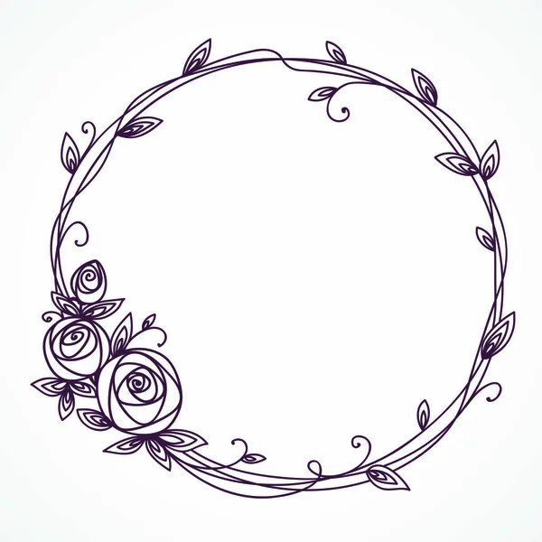 Cadre floral. Couronne de fleurs roses . — Image vectorielle