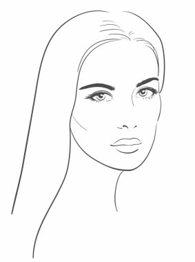 Uzun sarı saçlı, genç bir kadın yüzü..