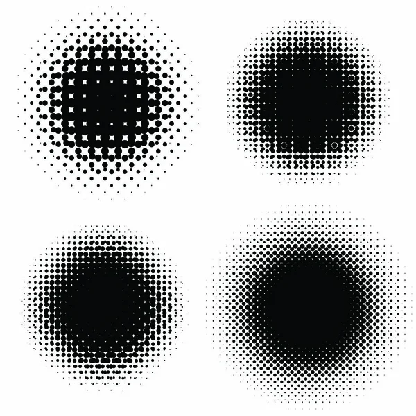 Abstracte geometrische grafische halftone ontwerpelementen. Set van raster cirkels met moire — Stockvector